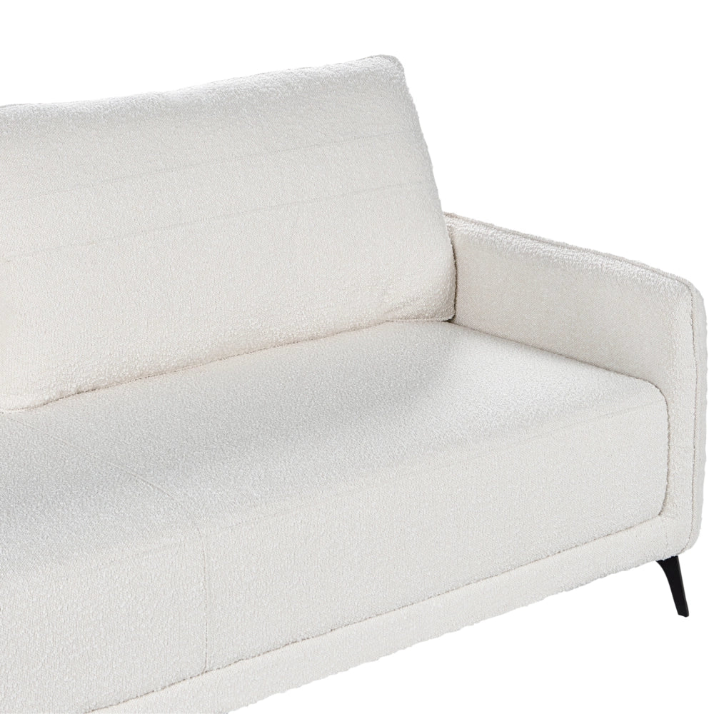 Divano letto in tessuto bianco Boucle imbottito 3 posti letto estraibile Gambe in metallo Funzione letto minimalista