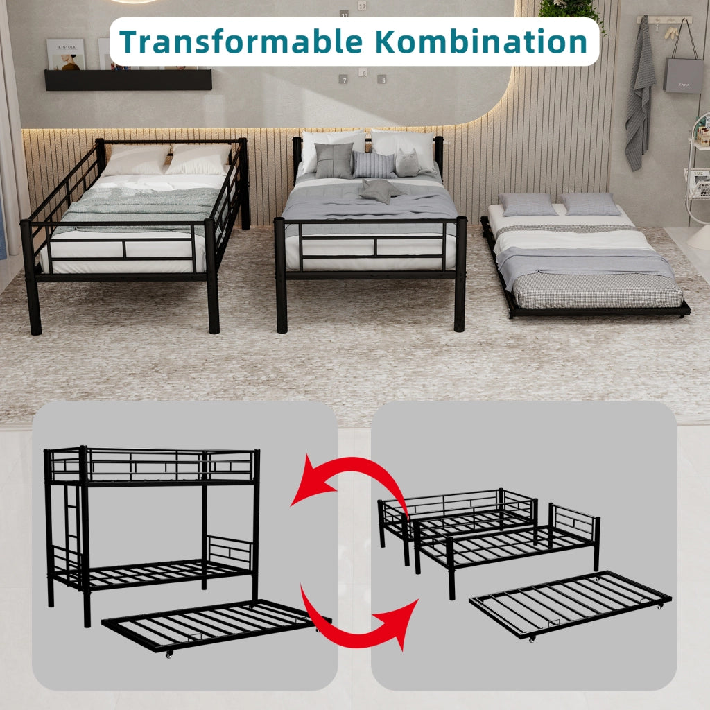 Letto a castello funzionale ferro nero 97x196 cm