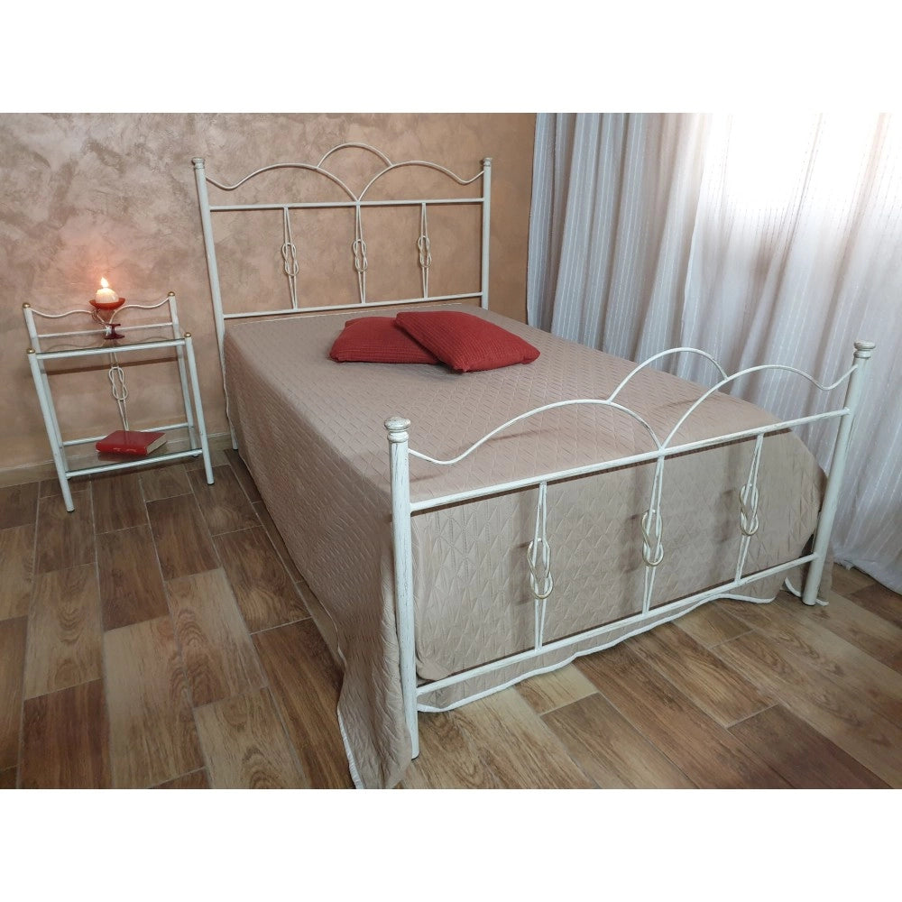 Letto una piazza e mezza ferro battuto Primula colore bianco oro