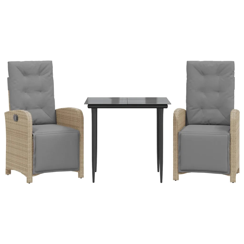 Set da Bistrò 3 pz con Cuscini Grigio Chiaro in Polyrattan 3212598