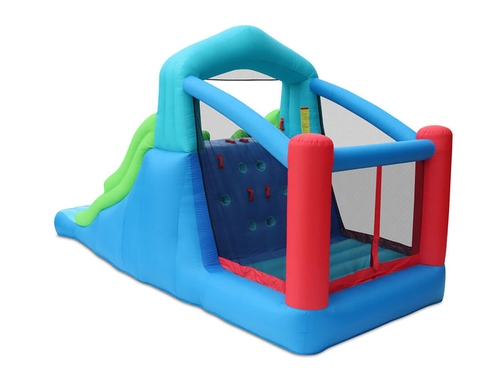 Gonfiabile per Bambini Triplo Scivolo Racing Arrampicata e Rimbalzo Multicolore