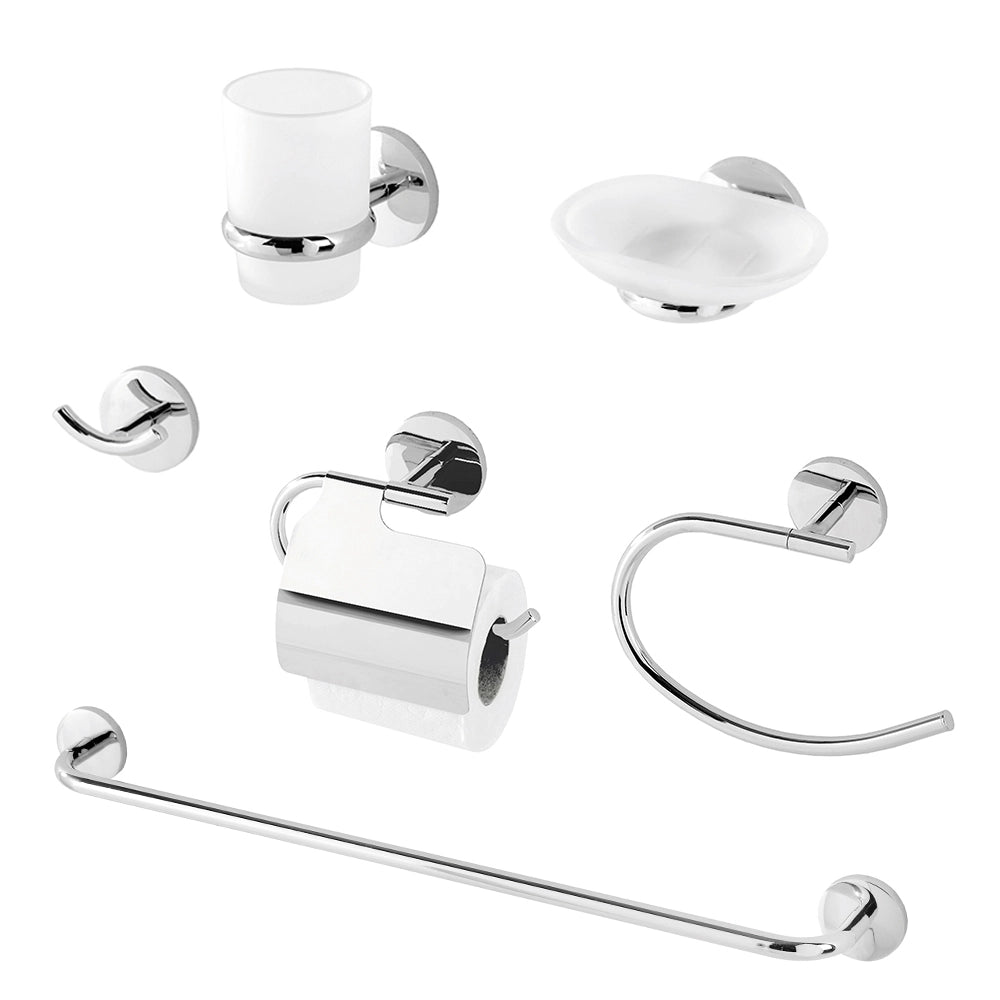Set accessori a muro 6 pezzi in acciaio cromato e viti incluse  Bora