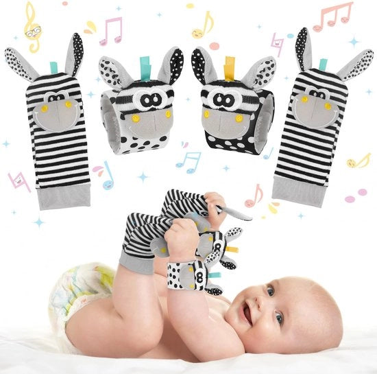 Articoli per Bambini da 0 a 6 Mesi, Sensoriali e di Istruzione per Bambini, Accessori per Neonati, Giochi per Bambini Maschi e Femmine, Polso Vibrante, Regali per Bambini, Giochi per Bambini da 0 a 9 Mesi, Grigio