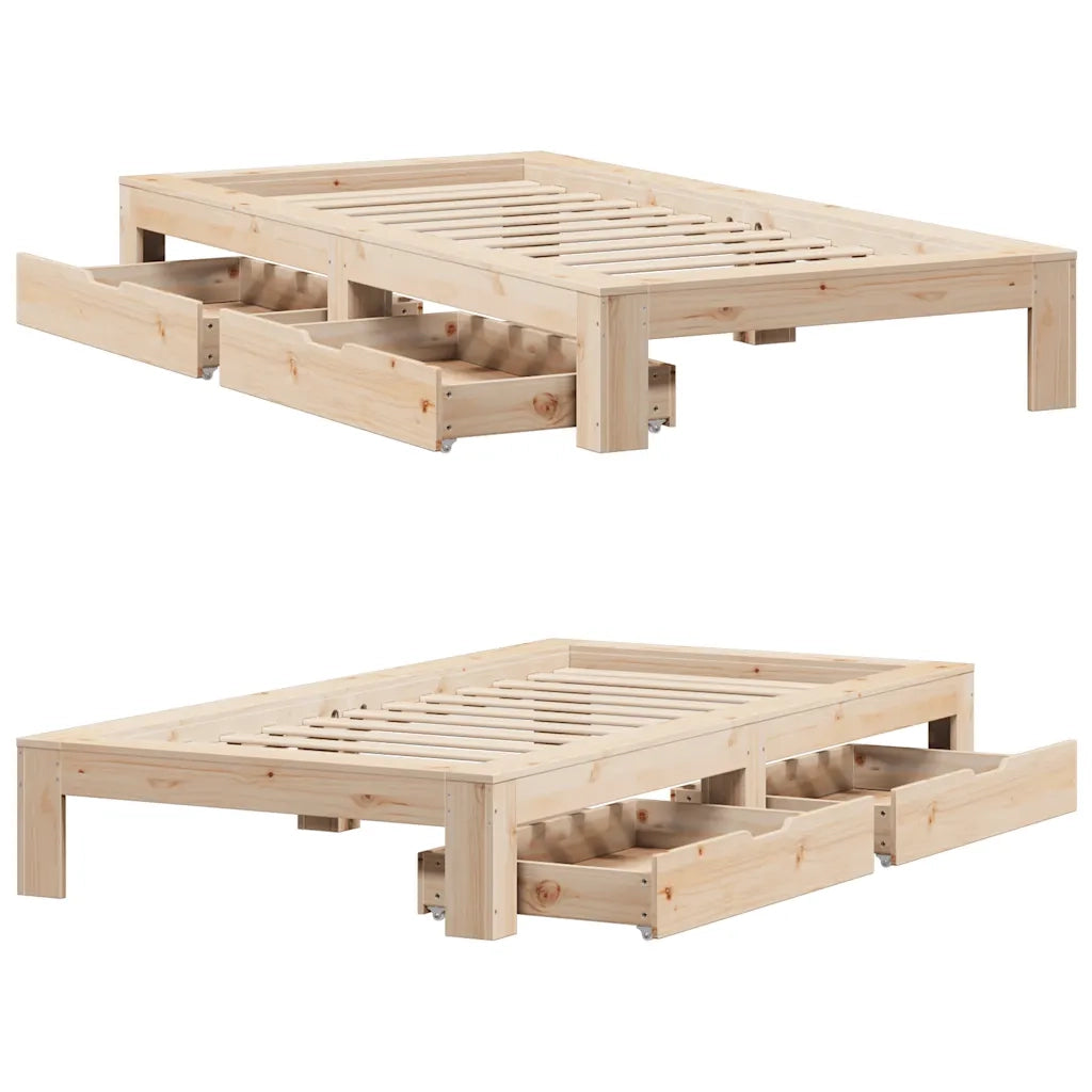 Letto singolo | Letto per adulti | Giroletto senza Materasso 75x190 cm in Legno Massello di Pino