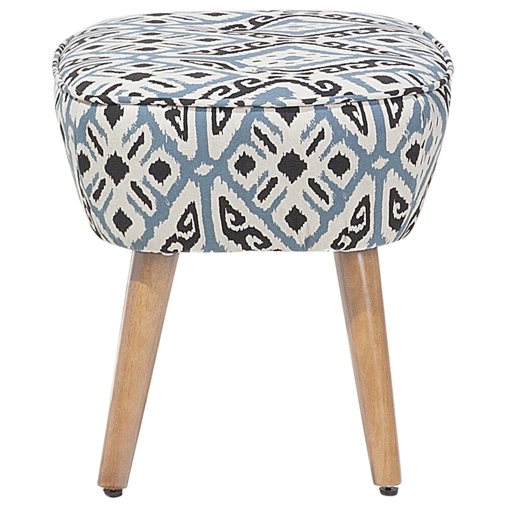 Poltrona Rivestimento in tessuto Multicolore Poggiapiedi Gambe in legno Motivo Retro Boho Soggiorno