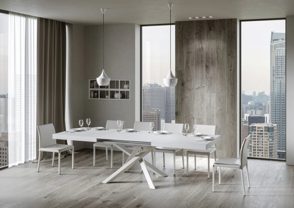 Tavolo allungabile 90x200/304 cm Volta bianco frassino telaio bianco