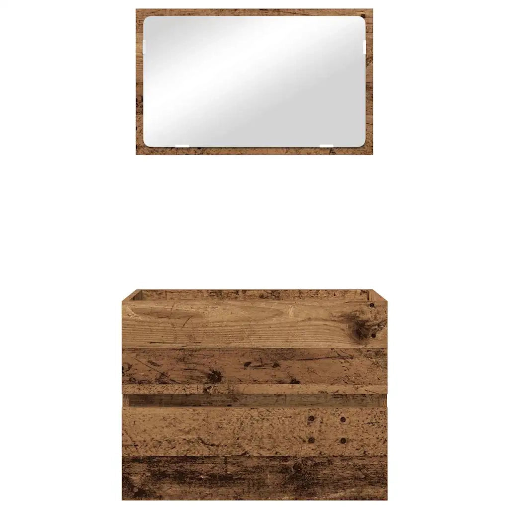 Set di mobili per il bagno con cassetto 2 pcs Legno vecchio 875432