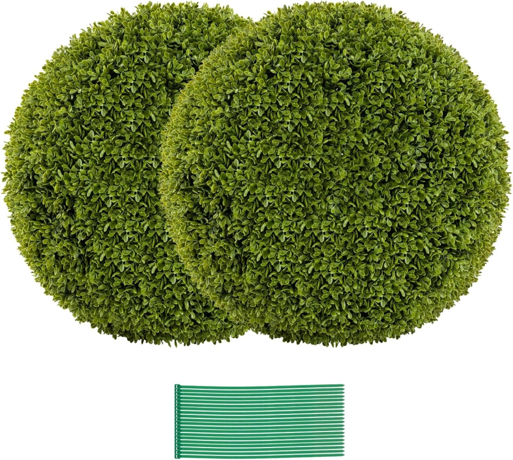 Juego de 2 Bolas Decorativas de Planta Artificial, Plantas Esféricas de 50 cm, con Hojas Simuladas Resistente al Sol, Planta Decorativas para Balcón, Patio, Hogar, Boda (50 cm)