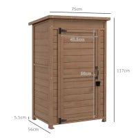 Armadio da Giardino in Legno con Ripiano Regolabile e Catenaccio, 75x56x117cm, Marrone