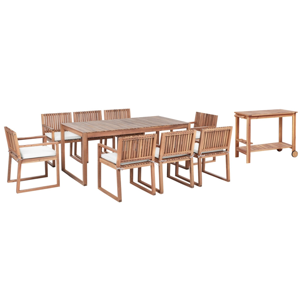 Set di 8 cuscini per sedie da giardino in tessuto di poliestere bianco sporco resistente ai raggi UV