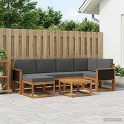 Set di divani da esterno con cuscino 7 pcs Naturale e Antracite