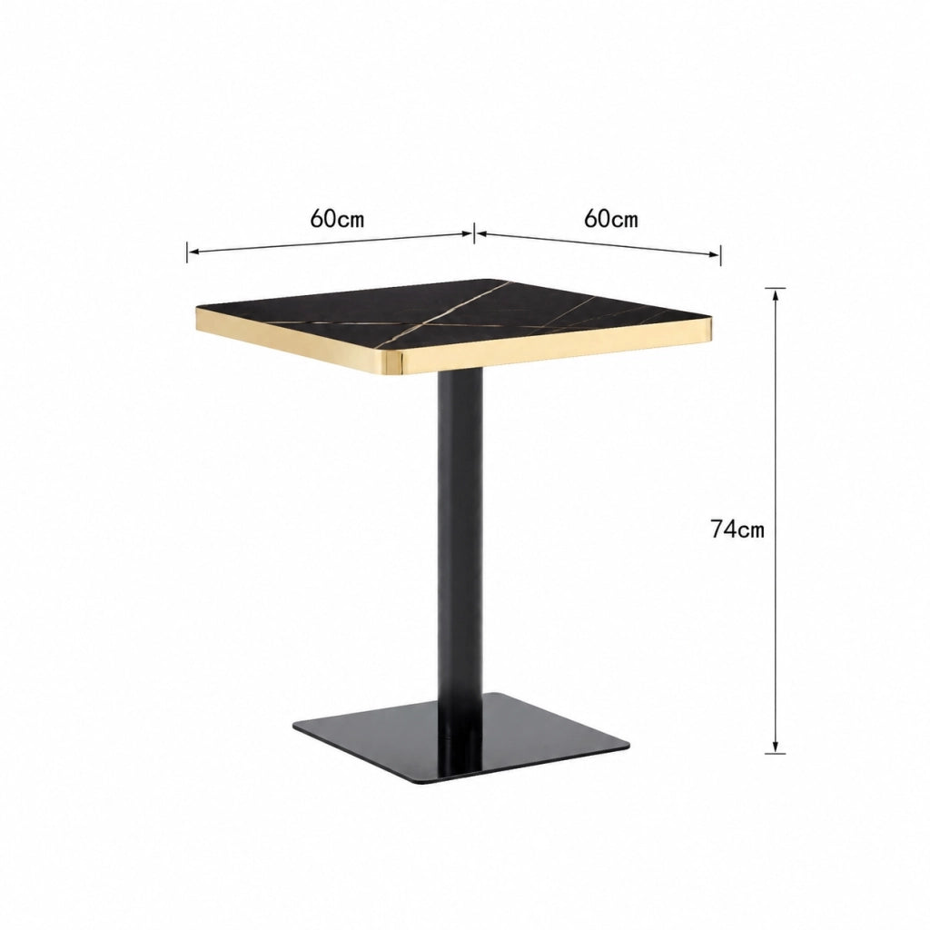 TAVOLO quadrato 60x60 cm MDF Nero struttura in metallo