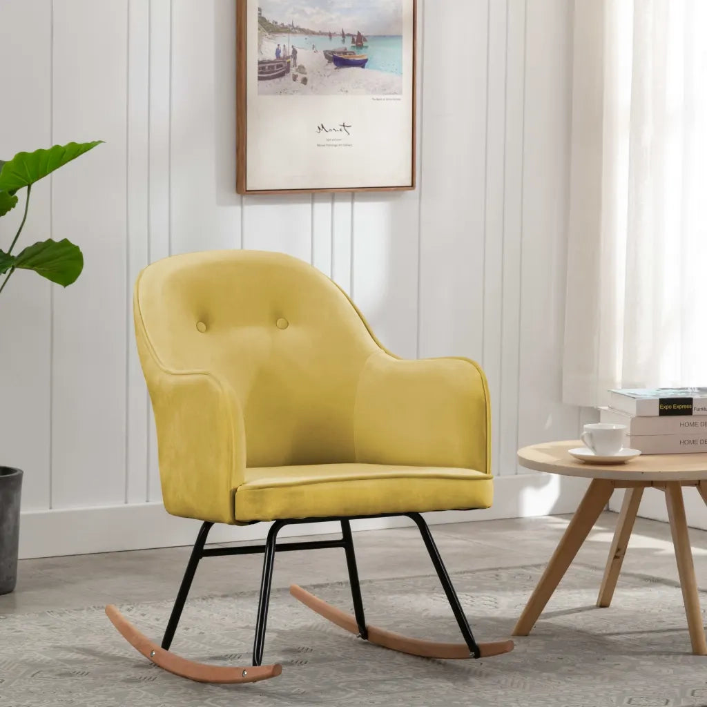 Sedia a Dondolo Giallo Senape in Velluto 289525