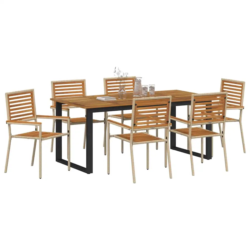 Set da Pranzo per Giardino 7 pcs Beige Legno di Acacia Massello 3365465