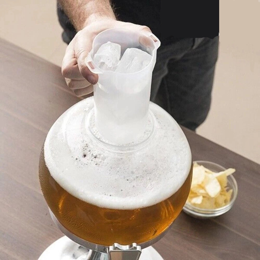 Trade Shop - Spillatore Birra Bibite Distributore Dispenser Sferico Con Scomparto Ghiaccio Da 3,5lt -