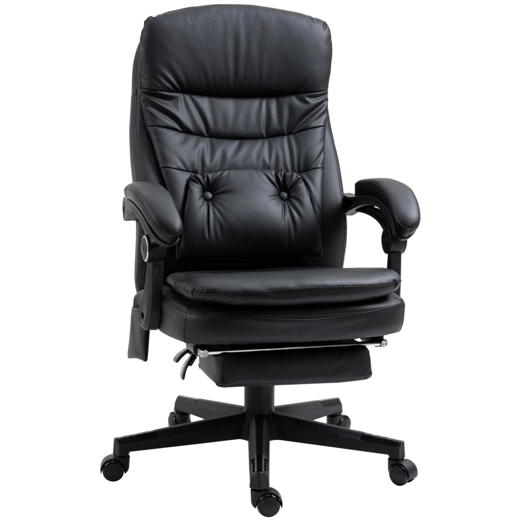 Sedia Poltrona da Ufficio Presidenziale Massaggiante 64x69x107-115 cm in Similpelle Nera