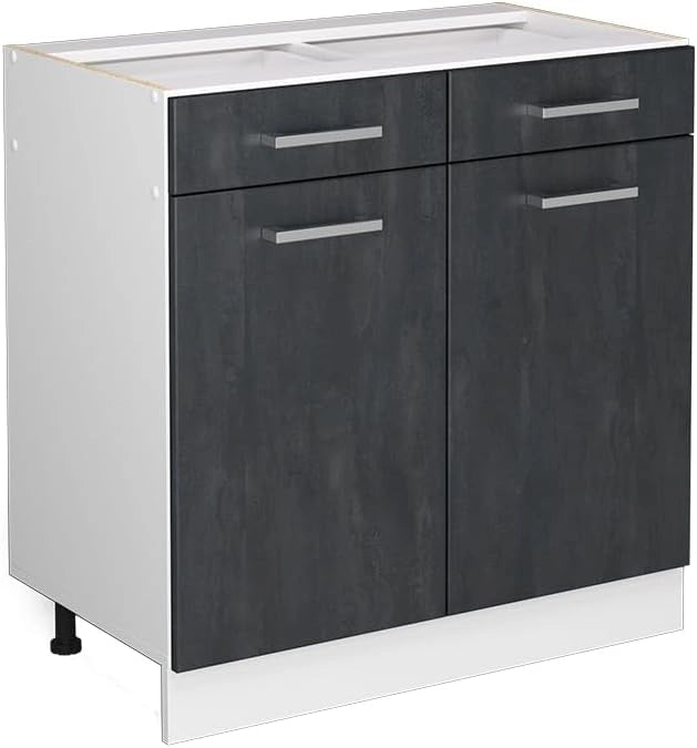 Frontale cucina R-Line, Calcestruzzo nero, 79.2 x 70.8 cm frontale del mobile per mobile base con cassetti