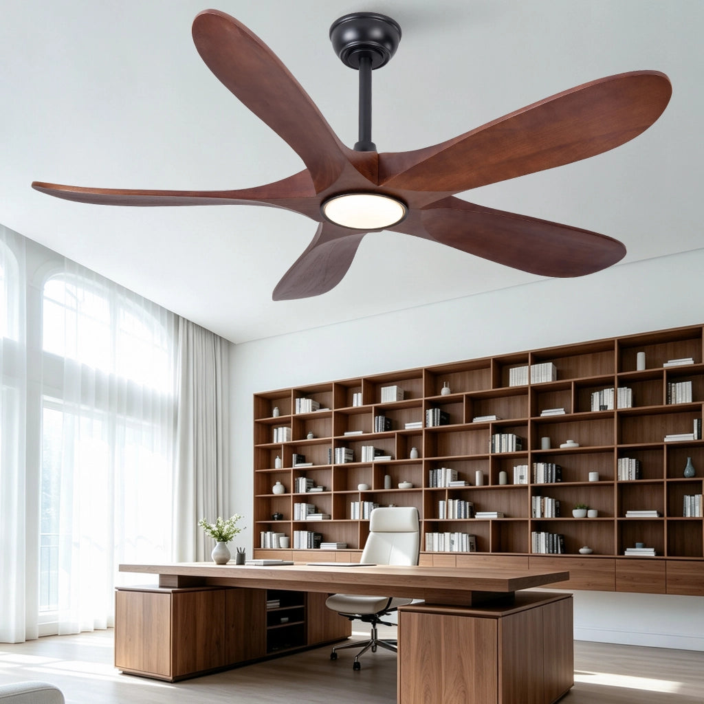 Ventilatore da soffitto 52 pollici con illuminazione e telecomando, 5 pale legno massello, 3CCT dimmerabile, 6 velocit¨¤ silenzioso, per ospiti