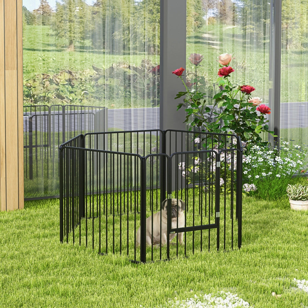 Recinto per Cani a 6 Pannelli ¨C zephmum ¨C Nero Acciaio 164x83x80 cm