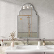 Specchio semplice rettangolare da parete in vetro con cornice in ferro per bagno soggiorno argento 61 × 101 cm