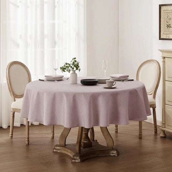 Tappeto Rond 120 cm Impermeabile Aspetto di Lino per Esterno, Campeggio e Feste