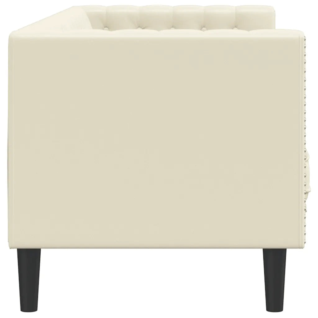 Divano Chesterfield a 3 Posti-Sofa 3 Posti-Divanetto Crema in Similpelle