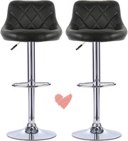 Sgabello da Bar, Regolabile in Altezza Sgabello Alto con Schienale per Cucina Bar (Nero, 2pcs)