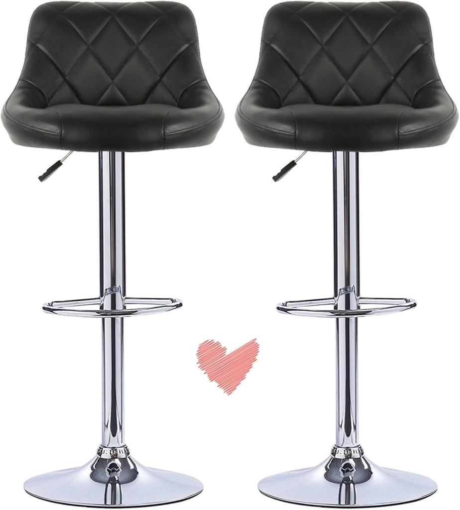 Sgabello da Bar, Regolabile in Altezza Sgabello Alto con Schienale per Cucina Bar (Nero, 2pcs)