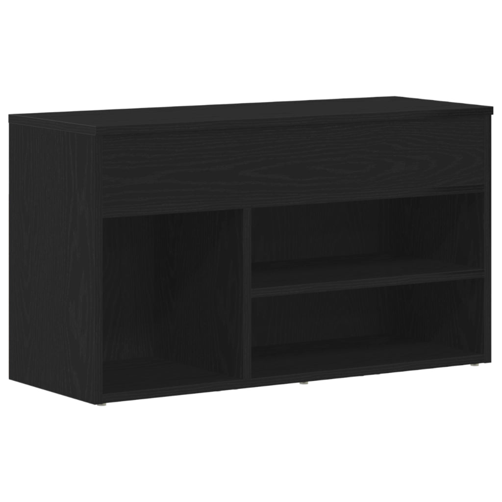 Panca da ingresso  nera in rovere 60x30x45 cm in legno