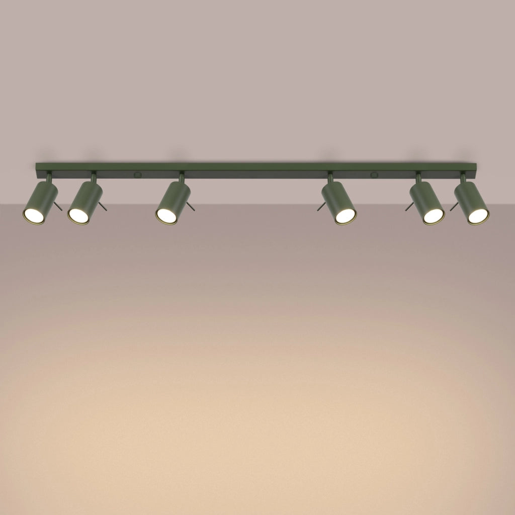Lampada da soffitto e da parete Bittersweet Shimmer Ring a 6 luci in acciaio verde oliva