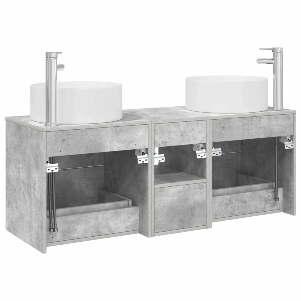 Set di mobili per il bagno 3 pz Grigio Cemento 3405950