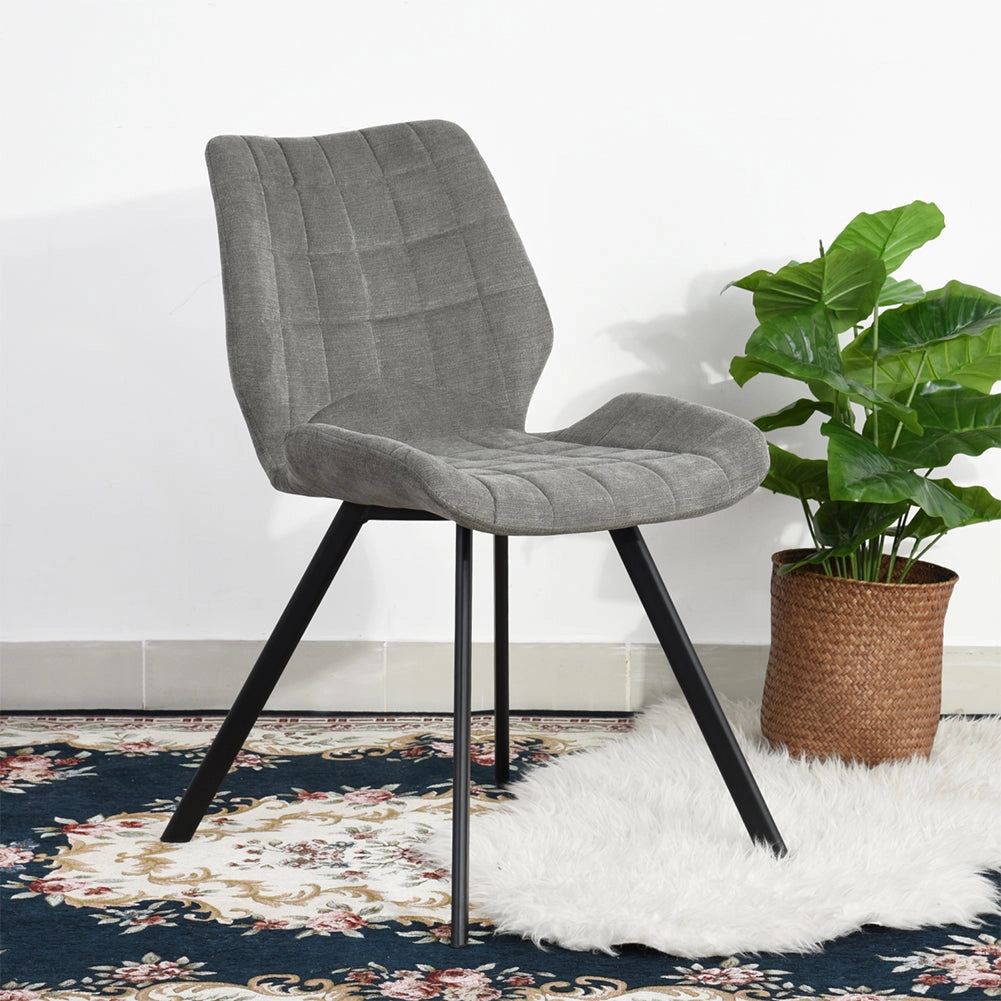 Set 2 Sedie per Sala da Pranzo Tessuto Seduta Ergonomica Colore Grigio