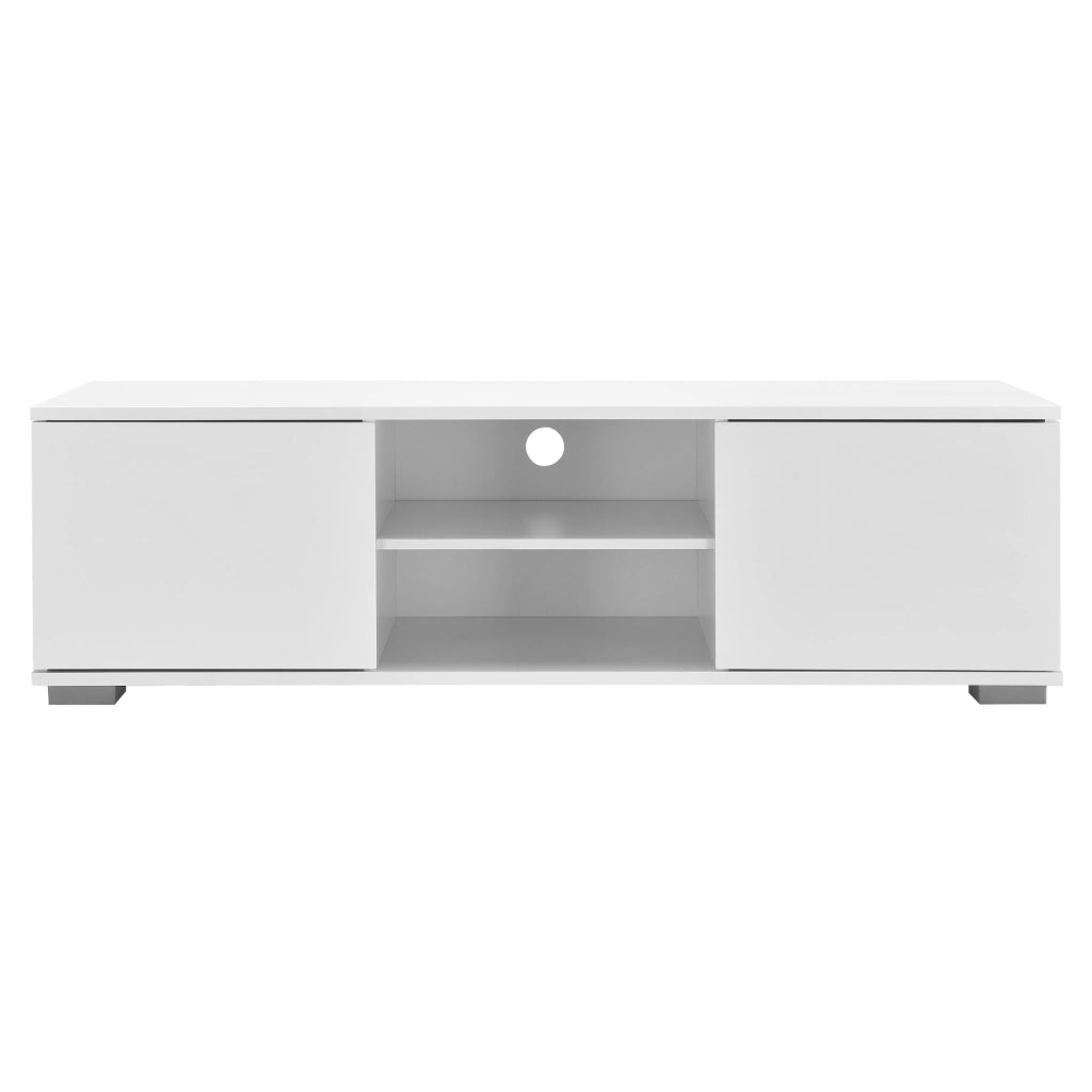 Mobile TV con Scomparti Chiusi e Aperti 34,5 x 120 x 40 cm - Bianco Lucido [en.casa]