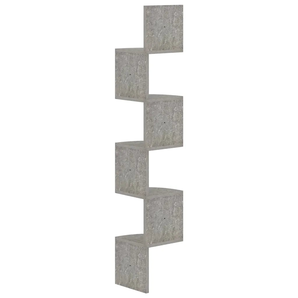 Scaffale Angolare a Muro | Mensola a parete Grigio Cemento 19x19x123cm Multistrato