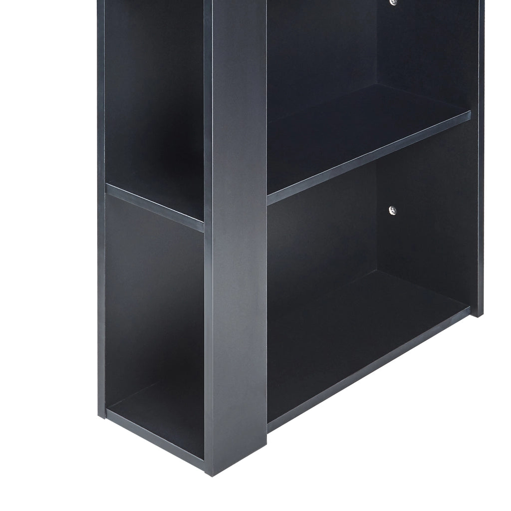 Tavolo Alto da Bar Danderyd Bancone a 3 Ripiani Laterali 120 x 60 x 106 cm - Nero / Effetto Noce [en.casa]