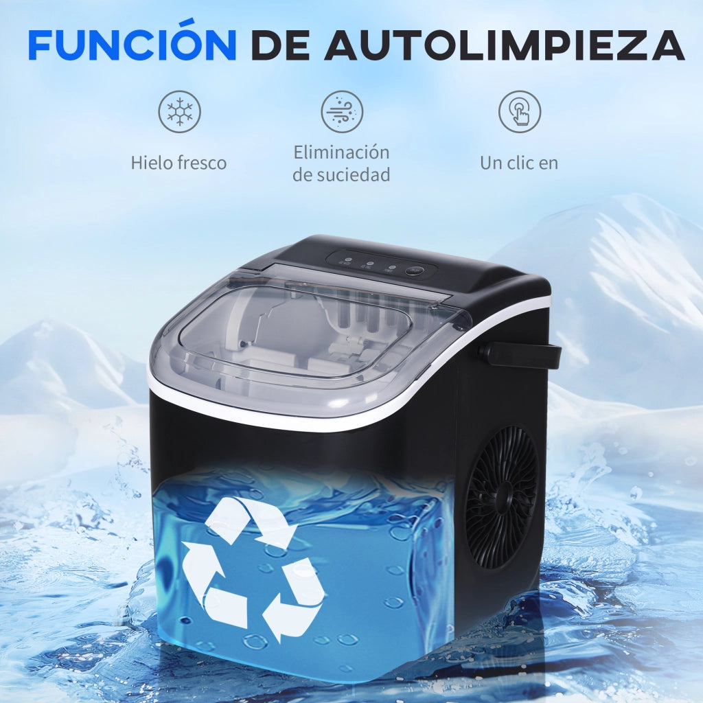 Macchina per Ghiaccio ¨C Xylo ¨C 12 kg/24h, 9 Cubetti in 6-12 min, Serbatoio 1,3L, Nero