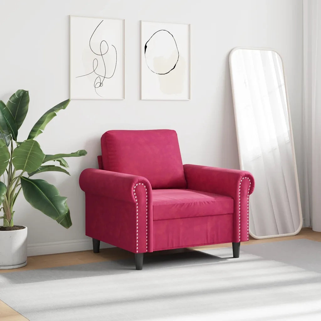 Divano Sedia-Poltrona Rosso Vino 60 cm Velluto 432292