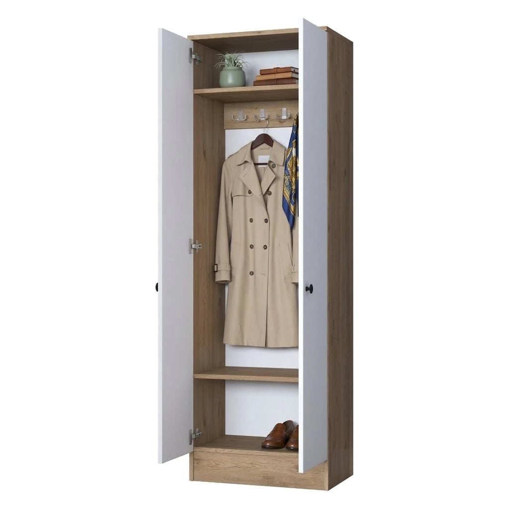 Tursi, Mobile da Ingresso 2 Ripiani, 60x38x183h cm Bianco