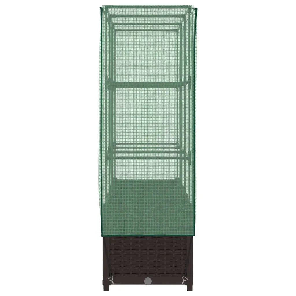 Fioriere | Cassetta per fiori | Letto Rialzato con Copertura Serra Effetto Rattan 120x40x138 cm