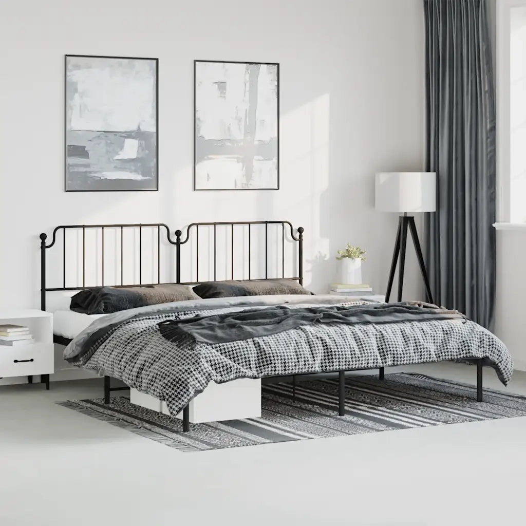 Giroletto con Testiera in Metallo Nero 183x213 cm