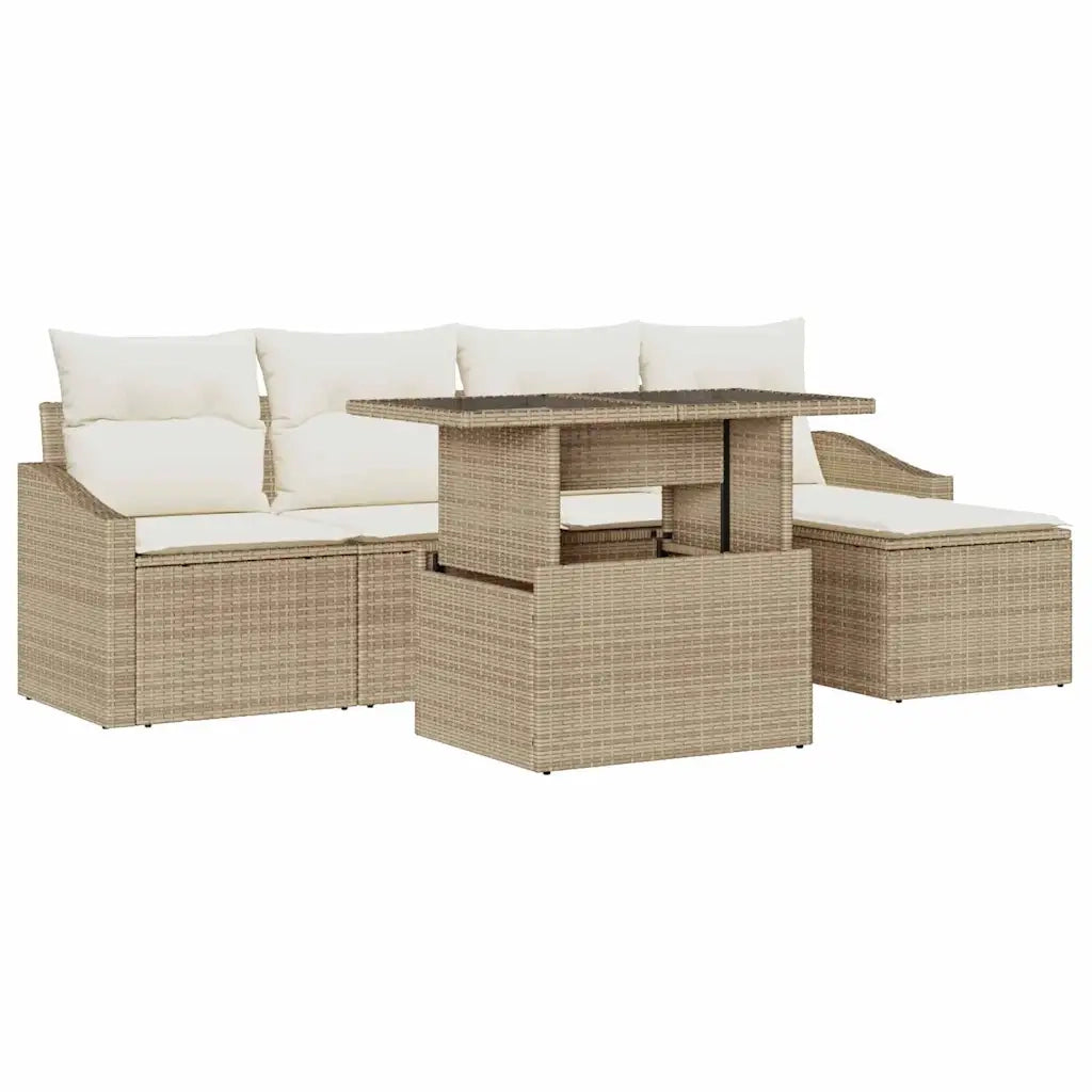 Set Divano da Giardino con cuscino 6 pcs beige e panna