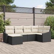 Set di divani con cuscino 6 pcs Nero polyrattan 3346787