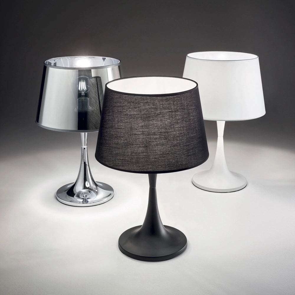 Lampada Da Scrivania-Ufficio Moderna London Metallo Cromo 1 Luce E27 Small