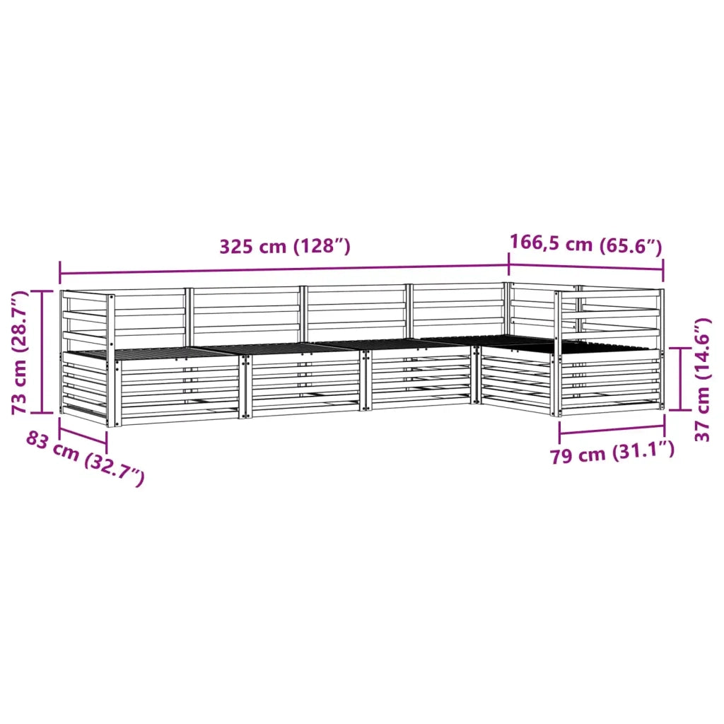 Set di divani da esterno 5 pcs Naturale
