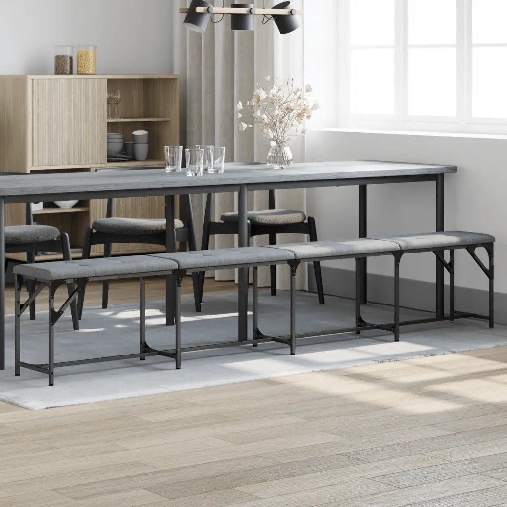 Panca da Pranzo Grigio Chiaro 248x32x45 cm in Acciaio e Tessuto CFW2233921
