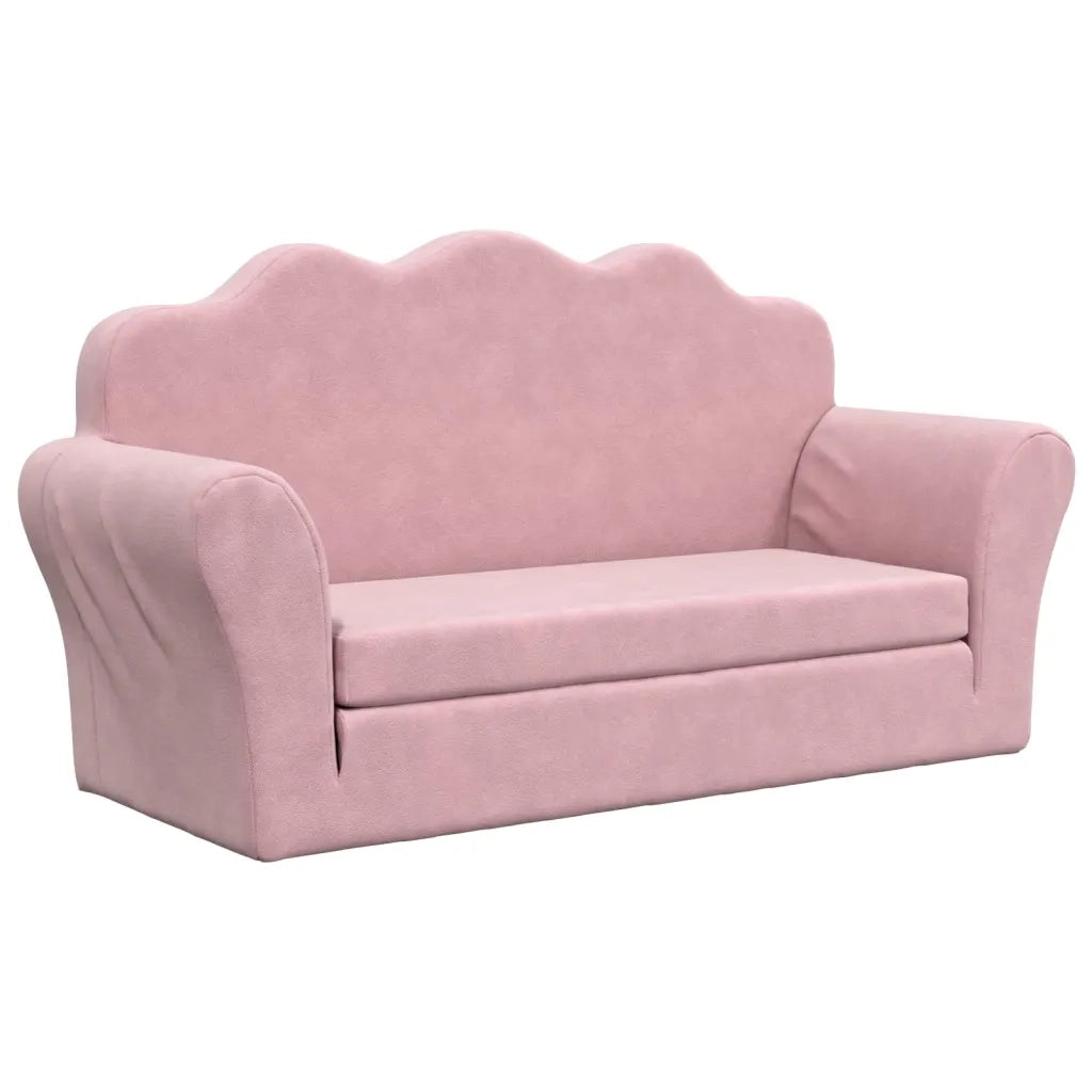 Divano letto | Sof¨¤ letto | Letto singolo per Bambini a 2 Posti Rosa in Morbido Peluche