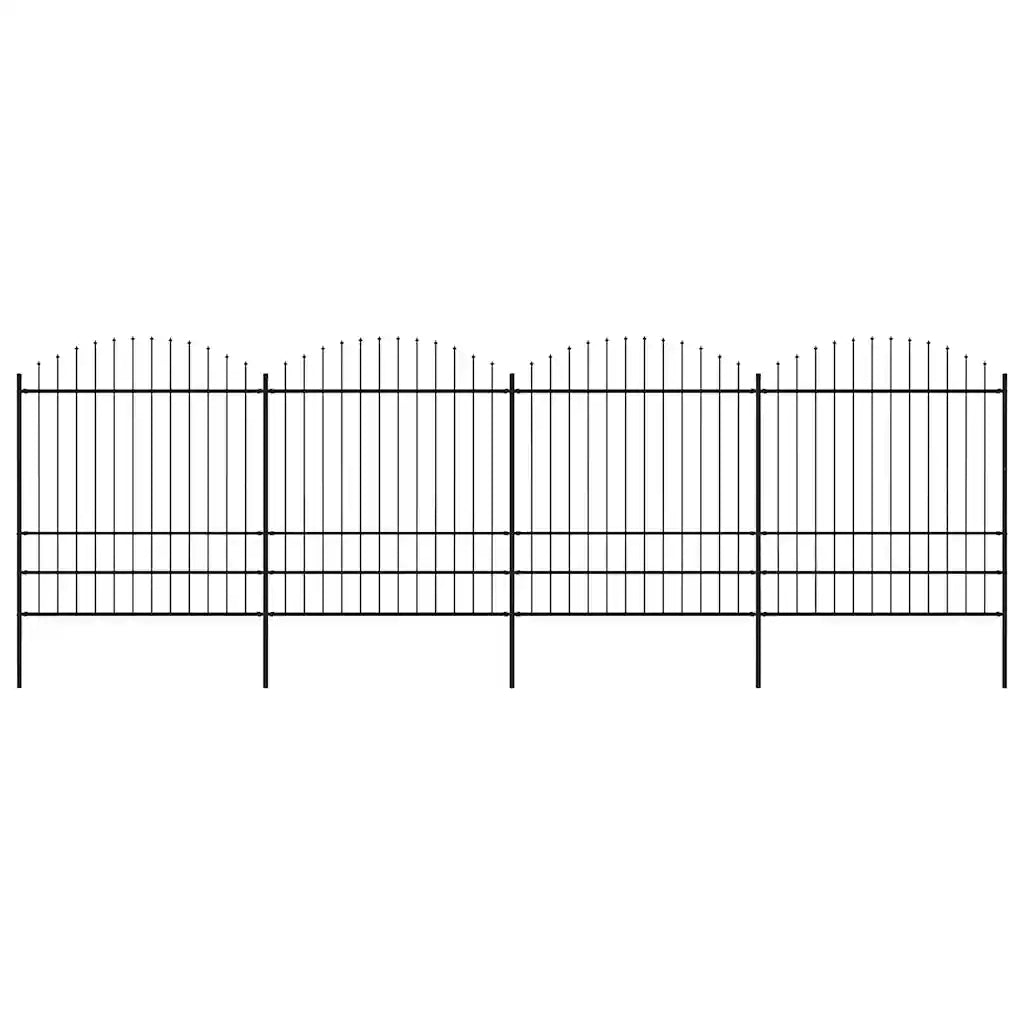 Recinzione da Giardino con Punta a Lancia in Acciaio 671x200 cm Nero 277751