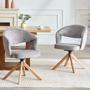 SEDIA Girevole Set da 2 pezzi Tessuto grigio e legno massello