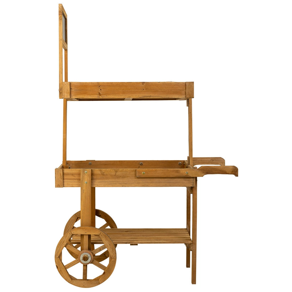 Carrello espositivo con ruote in legno marrone 55x86x135h