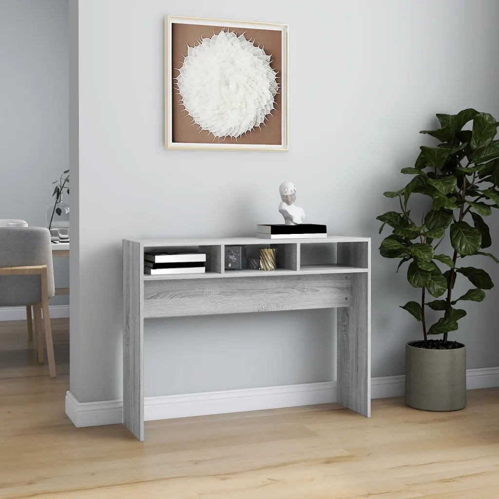 Tavolino Consolle Grigio Sonoma 105x30x80 cm Legno Multistrato 815940